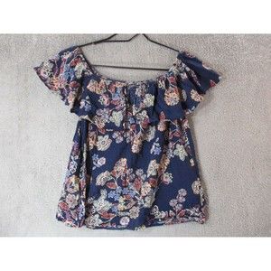 Anthropologie En Creme Blouse Womens Small Ruffle Flowy Off Shoulder Tunic Top